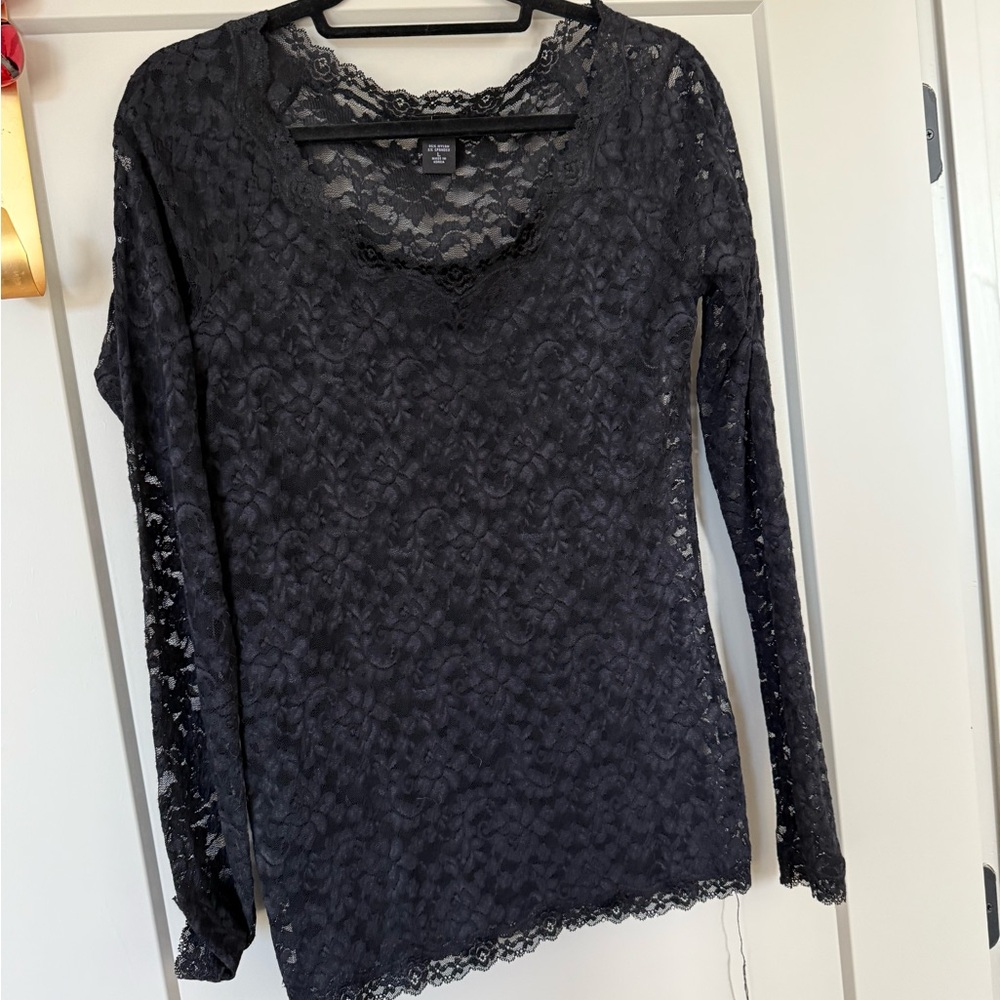 Moda International Dark Lace Long Sleeve Top